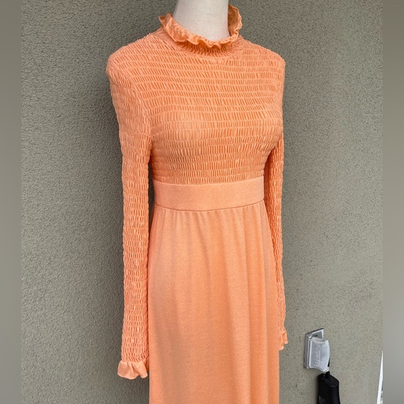 I.MAGNIN 1960s smocked mock neck midi dress - Picture 6 of 7